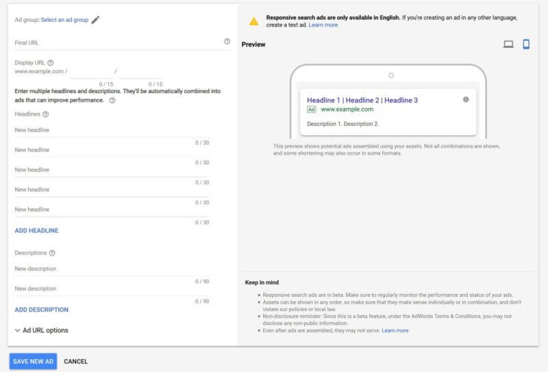 Google AdWords ETA